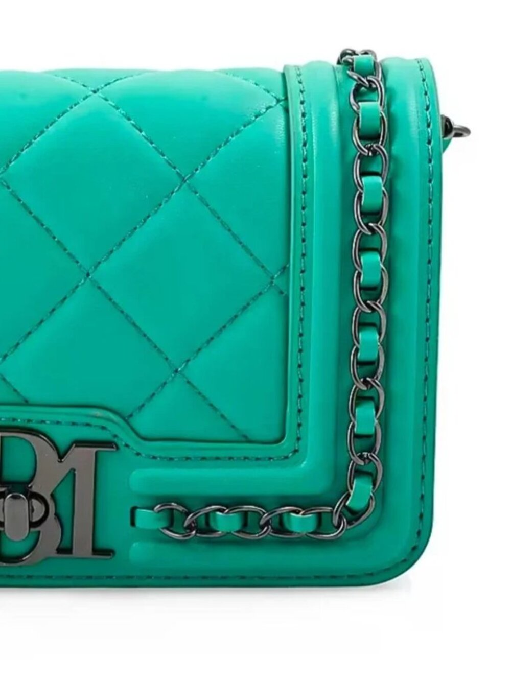 Badgley Mischka Turquoise Quilted Chain Crossbody Bag - Picture 3 of 9